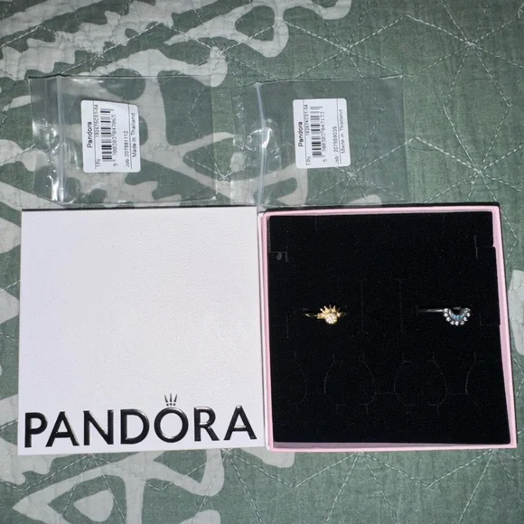 Pandora Gold and Silver Celestial Sun and Moon Ring Set size 6.5 - Picture 7 of 7